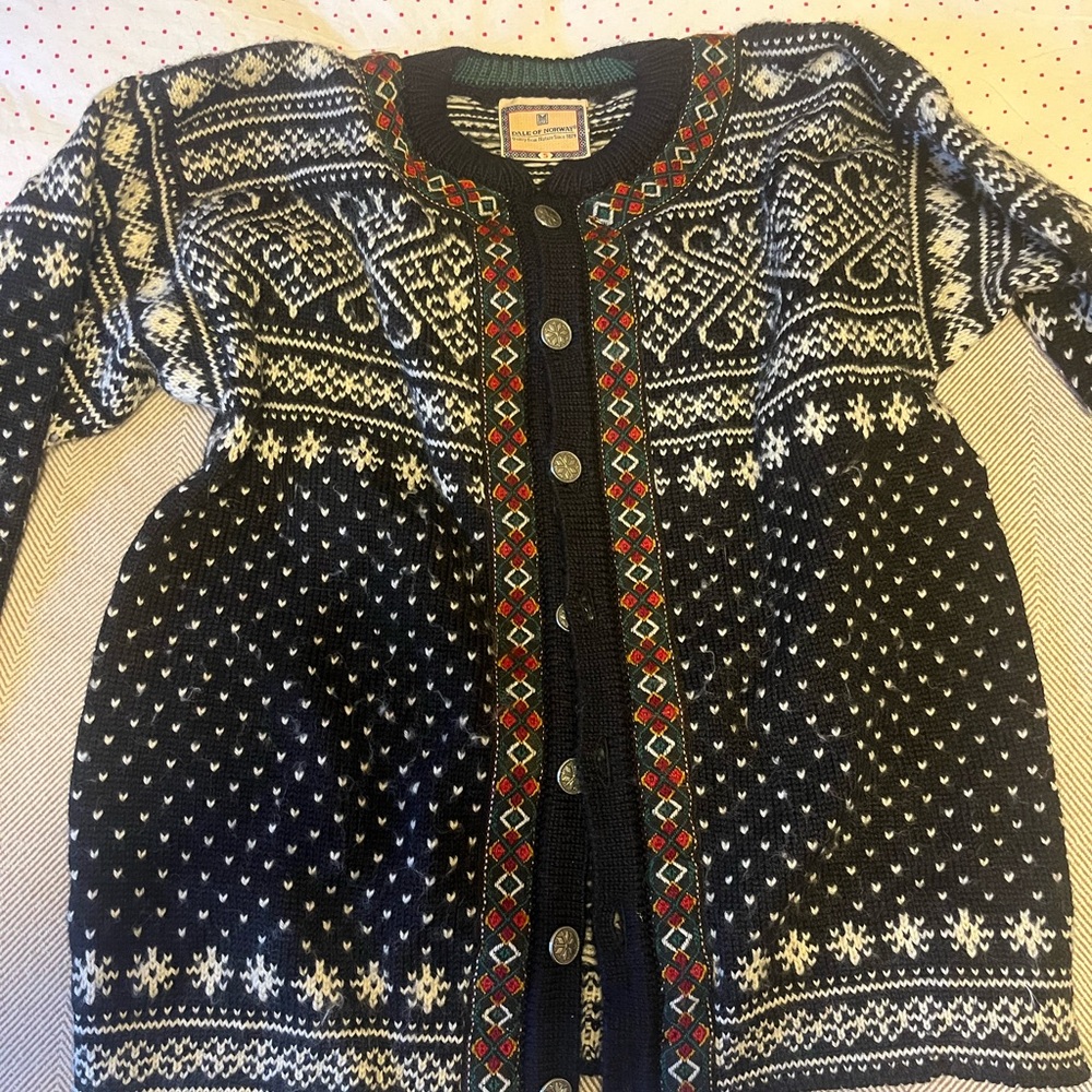Dale of Norway Black and White Cardigan with Colorful Accents - gorgeous